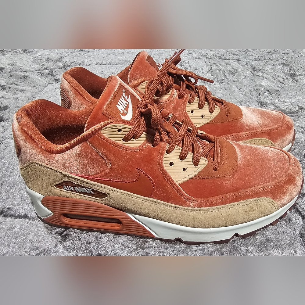 Peachy Velvet Nike Air Max 90 Women's size 10 (equivalent to men's size 8).